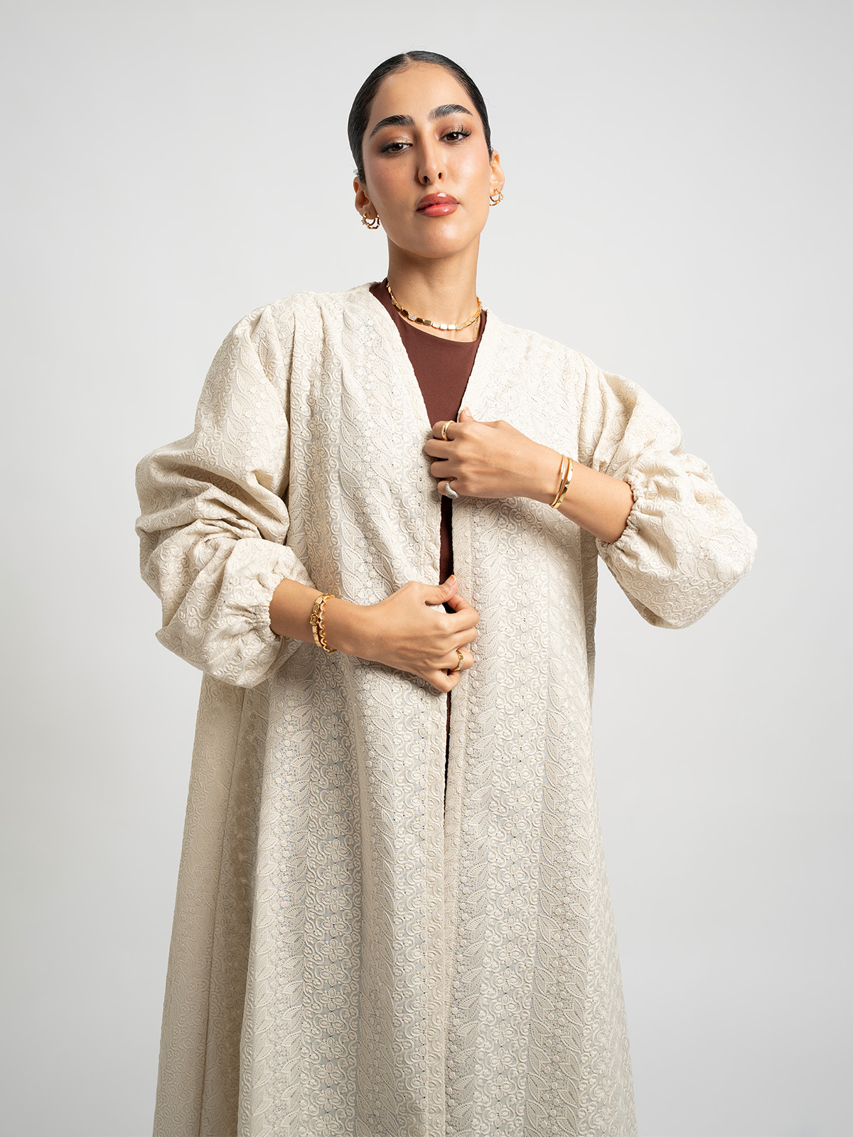 20802fw2601sacoof.jpg عباية نص كلوش أغصان ركامة سكري - الصورة 1